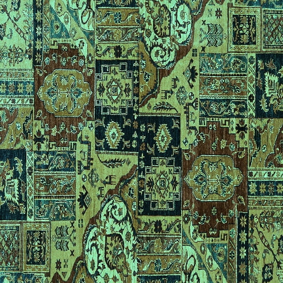Ahgly Company Machine Washable Indoor Square Abstract Turquoise Blue Modern Area Rugs, 7' Square