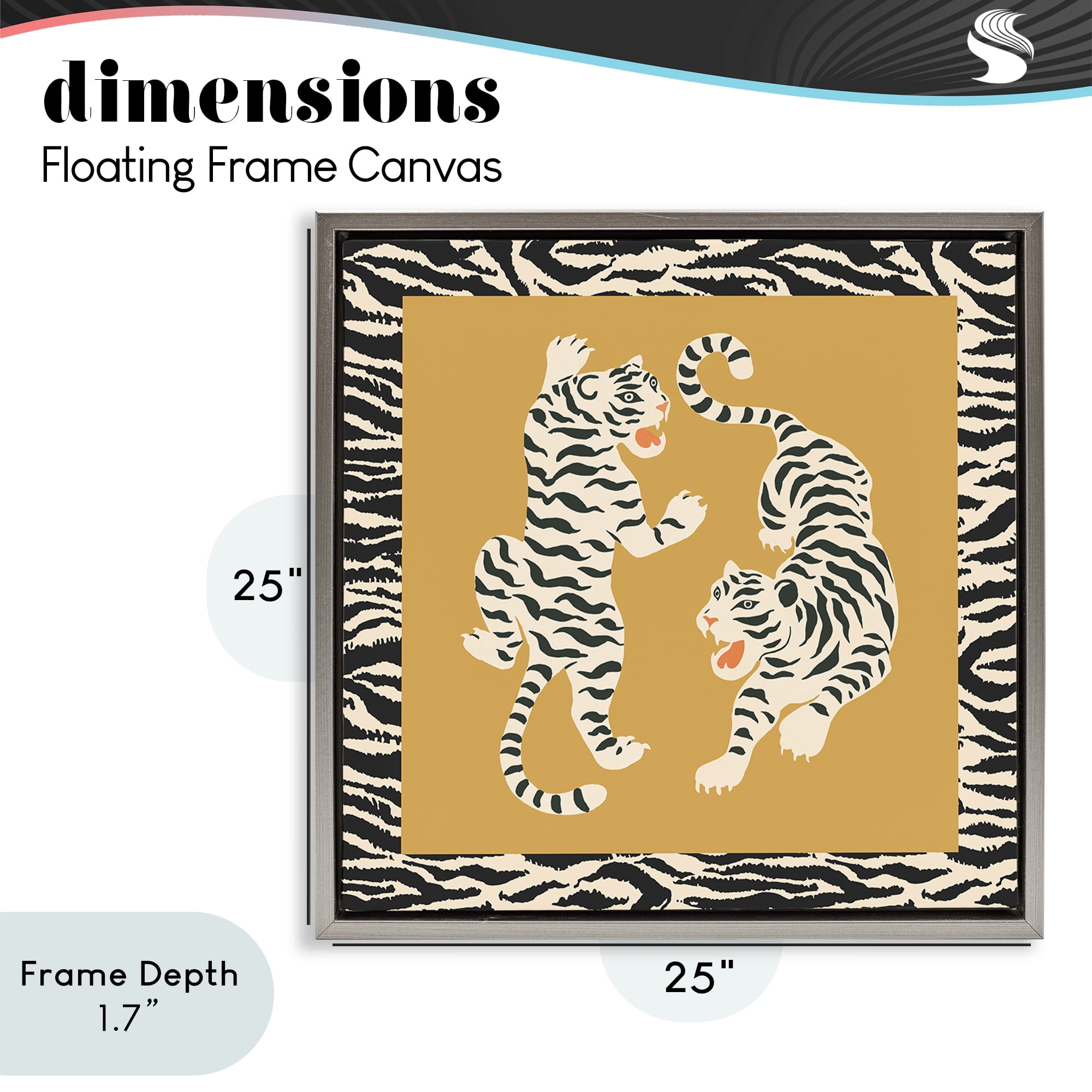 Stupell Industries Boho Twin Tiger Stripes Gray Framed Floater Canvas Wall Art, design by Karolina Sato