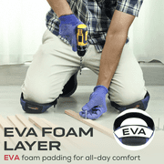 Safe Handler Flooring and Roofing Knee Pads with EVA Foam Padding, Adjustable Strap, Black/Blue