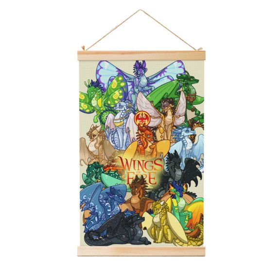 Shaft Hanging Banner Wings Of Fire Poster Wall Canvas Artwork With Wooden Frame Scroll Painting 16"x24"