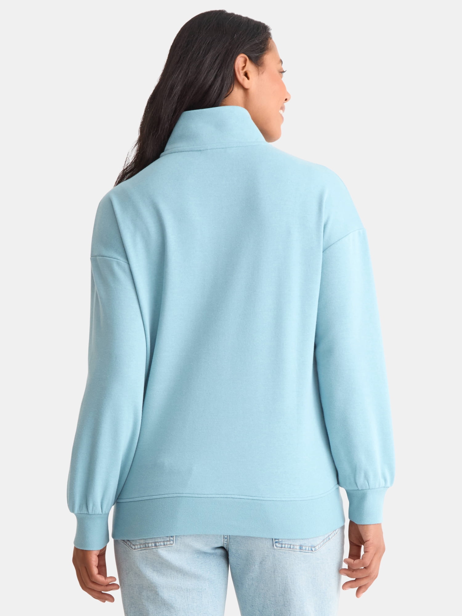 Time and Tru Women's Fashion Terry Snap Sweatshirt, Sizes XS-XXXL