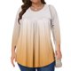 thumbnail image 1 of mfyjkho Tops De Moda Para Mujer, Camiseta De Mujer Con Degradado De Color Liso, Estilo Europeo, Informal, De Manga Tres Cuartos Y Cuello Redondo Tops Y Blusas Para Mujer L, 1 of 6