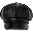 thumbnail image 2 of CoCopeaunts Solid Color Newsboy Cap Adjustable Faux Leather Octagonal Cap Female Short Brim Beret Hat Autumn Winter Hats, 2 of 7