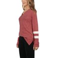 thumbnail image 3 of VISgogo Camiseta a rayas informal para mujer, suéter con abertura con cuello en V y manga larga con bloque de color para adultos VISgogo  moda, 3 of 7