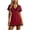 Red-nightgown, variant on Women's Lace Trim Nightgown Ribbed Knit Short Sleeve Sleepshirt V Neck Pajamas Summer Comfy Tunic Nightdress Black L