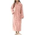 thumbnail image 2 of Miqool Zipper Bathrobe for Womens Flannel Fleece Robes with Pocket Winter Warm Housecoat Nightgown Sleepwear Pajamas, 2 of 7