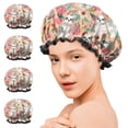 thumbnail image 7 of Shower Caps,Shih Tzu Dog and Pioneer Flower Waterproof Shower Cap for Women 4 Pieces,Double Reusable Hair Cover for Shower PEVA Elastic Stretch Hem, 7 of 7