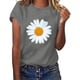 thumbnail image 4 of Moda Mujer Causal Daisy Cuello redondo Blusa estampada Camiseta de manga corta Tops de verano Pompotops  hkajfhjk461335, 4 of 6