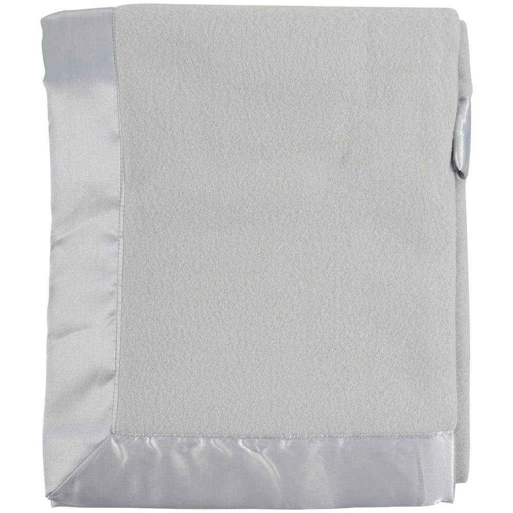 TL Care Fleece Blanket with Satin Trim, Gray, 2", for Boys and Girls