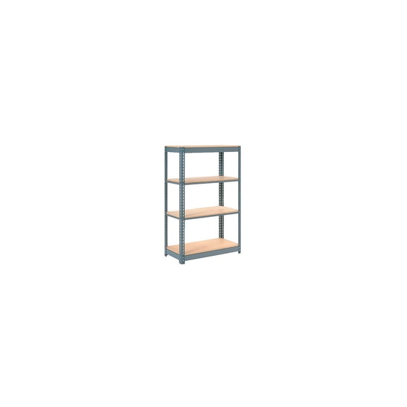 Global Industrial Heavy Duty Shelving 36"W x 12"D x 60"H With 4 Shelves, Wood Deck, Gray