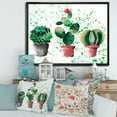 thumbnail image 2 of Designart 'Three Cacti In Clay Pots With Green Dots' Traditional Framed Canvas Wall Art Print, 2 of 5