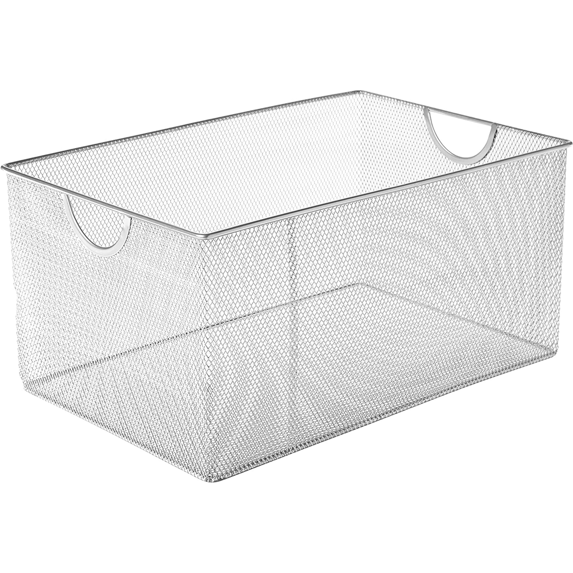 YBM Home Wire Mesh Storage Basket Organizer with Handles 13.25 x 8.5 x