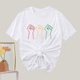 thumbnail image 4 of Camiseta de Cuello Redondo Impresa Nueva Moda Casual de Manga Corta de las Mujeres, Mezcla Ligera de Poliéster para la Primavera, 4 of 6