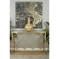 thumbnail image 3 of DecMode 47" x 32" Gold Metal Weathered Geometric Console Table with Mirrored Glass Top, 1-Piece, 3 of 13