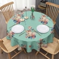 thumbnail image 3 of Round Waterproof Tablecloth Green Floral Reusable Indoor/Outdoor Durable Table Cover for Kitchen and Dining Room 60 Inch X 60 Inch, 3 of 6