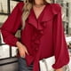 thumbnail image 2 of Tops Para Mujer Blusas de Manga Larga Temperamento Elegante Viento Color Sólido Plisado Cuello en V Cómoda Camisa Top Odeerbi  ODB184434, 2 of 7