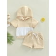 thumbnail image 2 of Gureui Toddler Infant Baby Boys Summer Hooded Short Sleeve Tops + Shorts, Color Matching Casual 2Pcs Clothes Set, 2 of 8