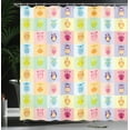 thumbnail image 4 of Ambesonne Cartoon Shower Curtain, Colorful Owl, 69"Wx70"L, Purple Yellow and Pink, 4 of 5