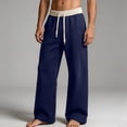 thumbnail image 6 of Smsaxvxz Mens Baggy Sweatpants Wide Leg Loose Gym Casual Lightweight Pants with Pockets Navy M, 6 of 7