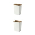 thumbnail image 1 of Kearding Cubo de basura de plástico con tapa de bambú, contenedor blanco de estilo nórdico, pequeña cesta de papel con cubo de basura de L 2Conjunto, 1 of 6