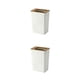 thumbnail image 1 of Naiovety Cubo de basura con tapa de bambú, contenedor de basura blanco de estilo nórdico, papelera delgada, papelera, papelera, hogar, cocina L 2piezas, 1 of 6