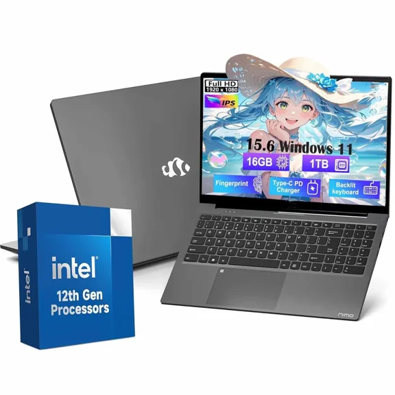 15.6 FHD Laptop Student Laptop 16GB RAM 1TB SSD Intel Pentium Quad-Core N100 Processor (Up to 3.4GHz) Backlit Keyboard privacy camera Fingerprint WiFi 6 BT5.2 Business-Laptop Windows 11 Laptop-Blue