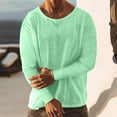 thumbnail image 2 of FAIWAD Linen Shirts for Men Long Sleeve Crew Neck Casual Loose Shirts Lightweight Workout Athletic Tops, 2 of 7