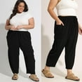thumbnail image 6 of CASSIE LIZ Plus Size Pants Summer Womens Wide Leg Knit Palazzo Pants Lounge Ladies Casual Drawstring Harem Fall Solid Pants with Pocket (XL-5XL), 6 of 8