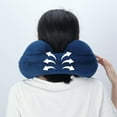 thumbnail image 3 of SUSIELADY Soft Inflatable Travel Pillow, Lightweight U-Shaped Neck Pillow for Airplane, Train, and Car, Head and Neck Support for Sleeping, Navy Blue, 3 of 6