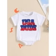 thumbnail image 4 of vera natura Baby Boy 4th of July Romper  Short Sleeve Round Neck Letter Embroidery Bodysuit Newborn Playsuit, 4 of 9