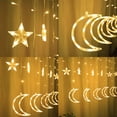 thumbnail image 3 of Led Curtain Lights Moon Star Light String 6.6ft Window Decoration 8 Modes Remote Control USB Power Warm White (Big Crescent), 3 of 5
