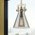 thumbnail image 2 of Innovations Lighting  Newton Cone - 1 Light 8" Stem Hung Pendant Brushed Brass/Plated Smoke, 2 of 4