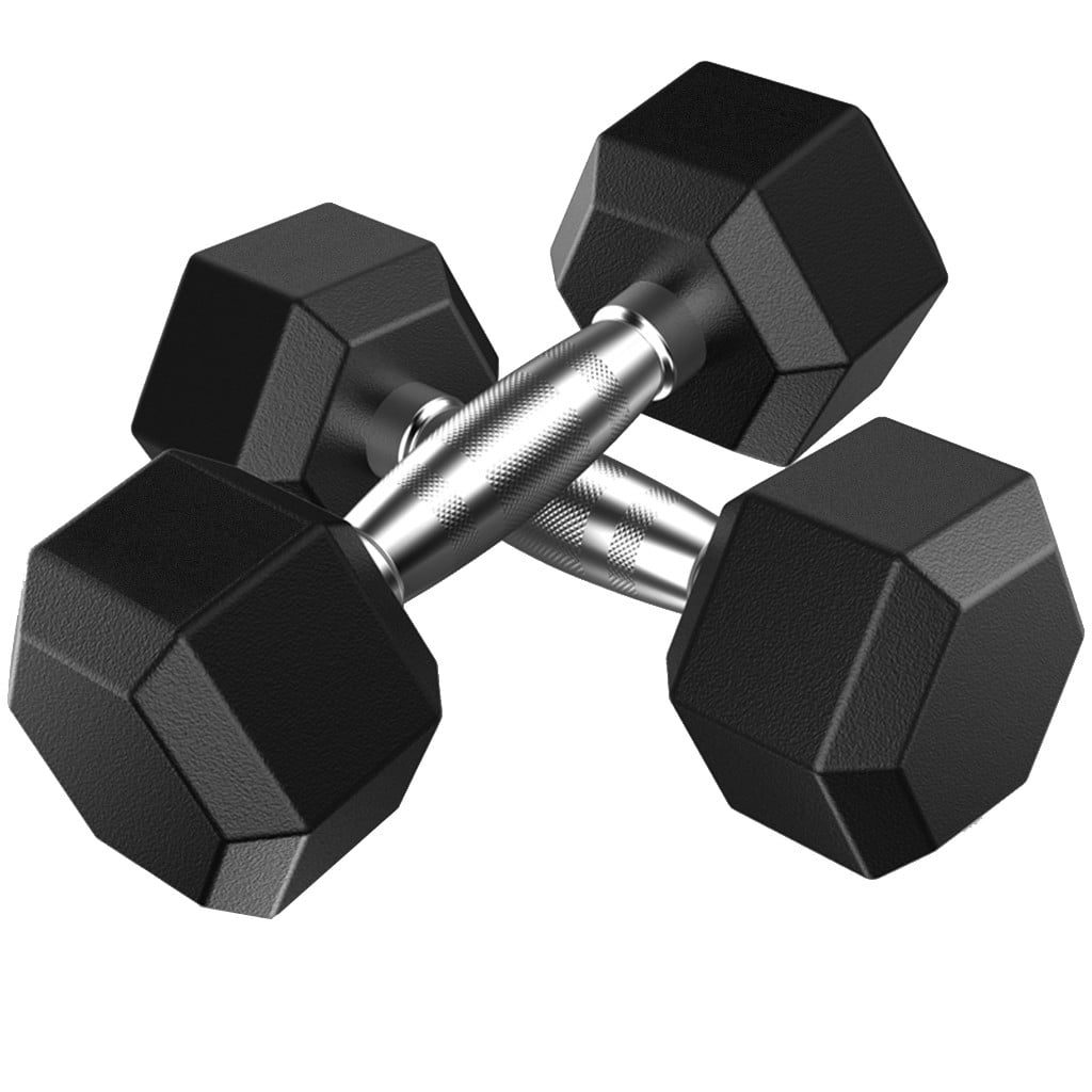 2PCS Hex Dumbells Cast Iron Rubber Encased Hexagonal Dumbbells Gym Weight Home 