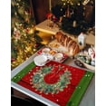 thumbnail image 6 of Christmas Placemats Set of 4, Bow Tie Berry Wreath Place Mats Holly Snowflake Wood Grain Placemat Table Decoration for Kitchen Table Dinner Xmas Holiday Party Home Decor Indoor Outdoor 13x19 Inch, 6 of 9
