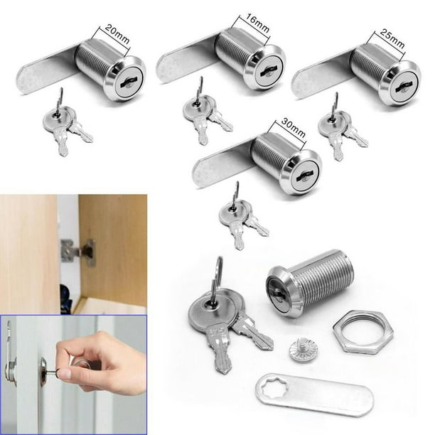 Cam Lock Security Cabinet Lock – 20mm Thread Length, Zinc Alloy, 90° Rotation, With 2 Keys, For Drawers, Mailboxes, Cupboards