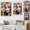 thumbnail image 4 of Designart "Colorful Pop Art Portrait of Twins Woman IV" Fashion Canvas Wall Art - Glam Red Woman Abstract Entryway Wall Art, 4 of 6