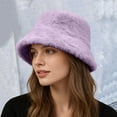 thumbnail image 2 of Fuzzy Bucket Hats for Men Winter Hat Fleece Fitness Fisherman Plush Faux Fur Women's Hats & Caps Light Violet, 2 of 9
