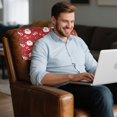 thumbnail image 5 of COEQINE Non-Slip Recliner Headrest Protector Faux Leather Sofa Headrest Covers Head Rest Covers with Adhesive Backed Hook and Loop Straps, 17x27 Inch, Santa Claus Holly Stocking Red, 2 Pieces, 5 of 7