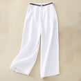 thumbnail image 2 of Women's Cropped Wide Leg Pants in Breathable Cotton Linen Blend with Elastic Waist Comfortable Summer Trousers, 2 of 8