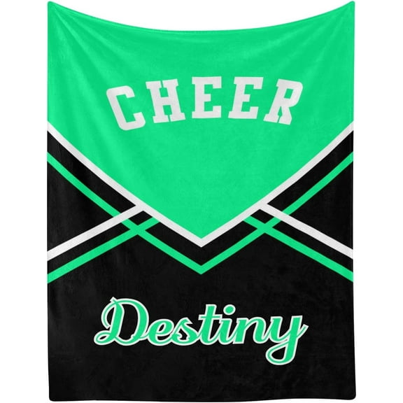 Cheerleader Cheer Print Personalized Blanket with Name Soft Fleece Throw Blankets for Women Men Birthday Wedding Gift 60X80 inch
