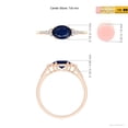 thumbnail image 5 of ANGARA Natural Horizontally Set Sapphire Ring with Trio Diamond Accents in 14K Rose Gold for Women (Size-7x5mm) | September Birthstone, Anniversary, Jewelry Gift for Women | Natural Sapphire Ring, 5 of 9