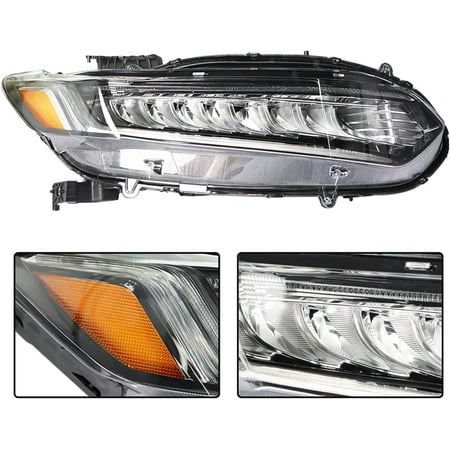 munirater Headlight Assembly Replacement for Honda Accord 2018-2021 Full LED Headlight Headlamp RH Set Passenger Side