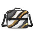 thumbnail image 2 of Black and Gold Marble Pattern Insulated Lunch Bag with Shoulder Strap and Bottle Holder,Bento School Lunch Bag Box,11x9.5x3.5 Inches, 2 of 5