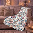 thumbnail image 6 of Teal Paisley Blossoms with Tan Scrolls, Elegant Boho Style for Pattern Lovers, Vintage Floral Vines and Mother's Day Gift, Soft Flannel Blanket for Bedroom and Reading Nook, Home Decor, 6 of 9