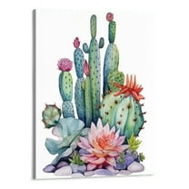 Shiartex Canvas Art Simple Life Green Cactus Desert Plant Painting Wall Art Decor Framed Canvas Prints Watercolor Ready to Hang for Home Decoration living room bedroom bathroom Artwork 16x20 Inch