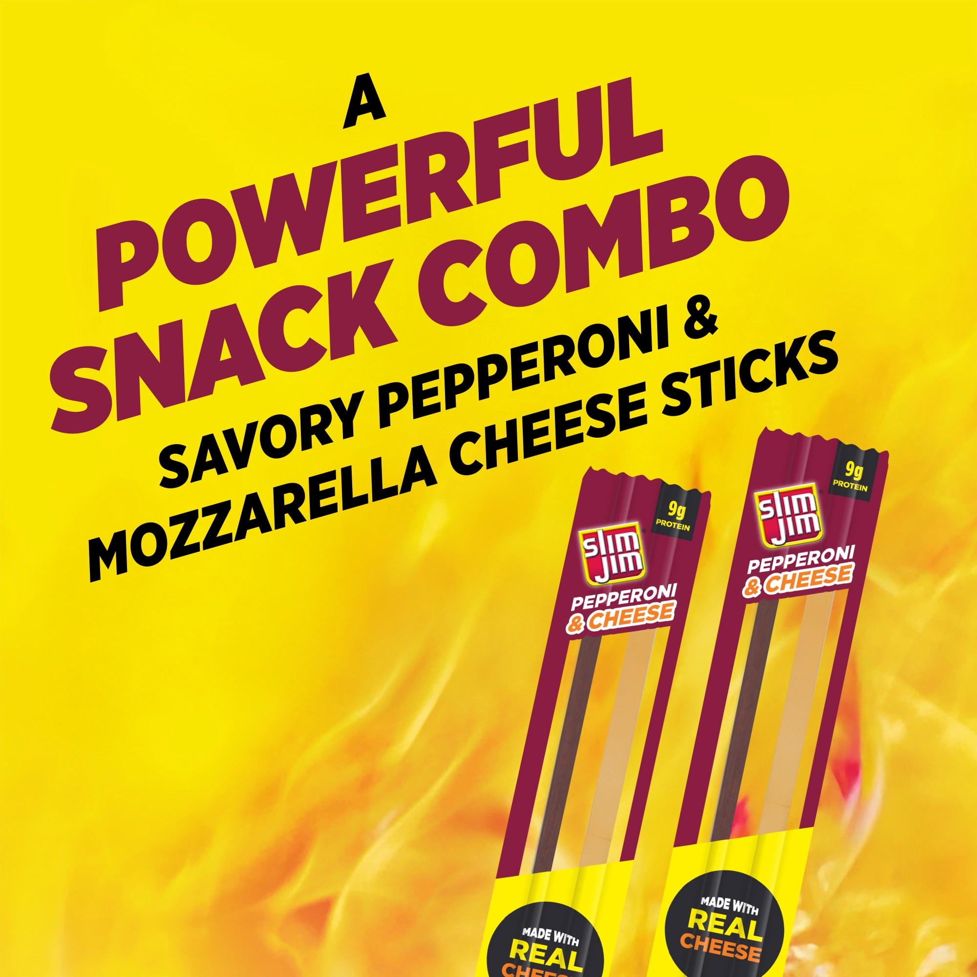 Slim Jim Meat & Cheese, Pepperoni Flavor, 9g Protein per Serving, 1.5 oz., 18-Count