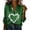 A381 Multicolor, variant on St Patricks Day Button Down Shirt Women Heart Shape Shamrock Graphic Blouse Long Sleeve Collared Top Casual Love Clover Print Tunic Festival Holiday Wear
