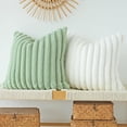 thumbnail image 3 of Sanmadrola Throw Pillow Covers 18x18 inch Pack of 2 Faux Fur Plush Decorative Throw Pillow Covers Couch Cushion Case Soft Pillow with Velvet Back for Sofa, Bed, Living Room, Sage Green, 3 of 7
