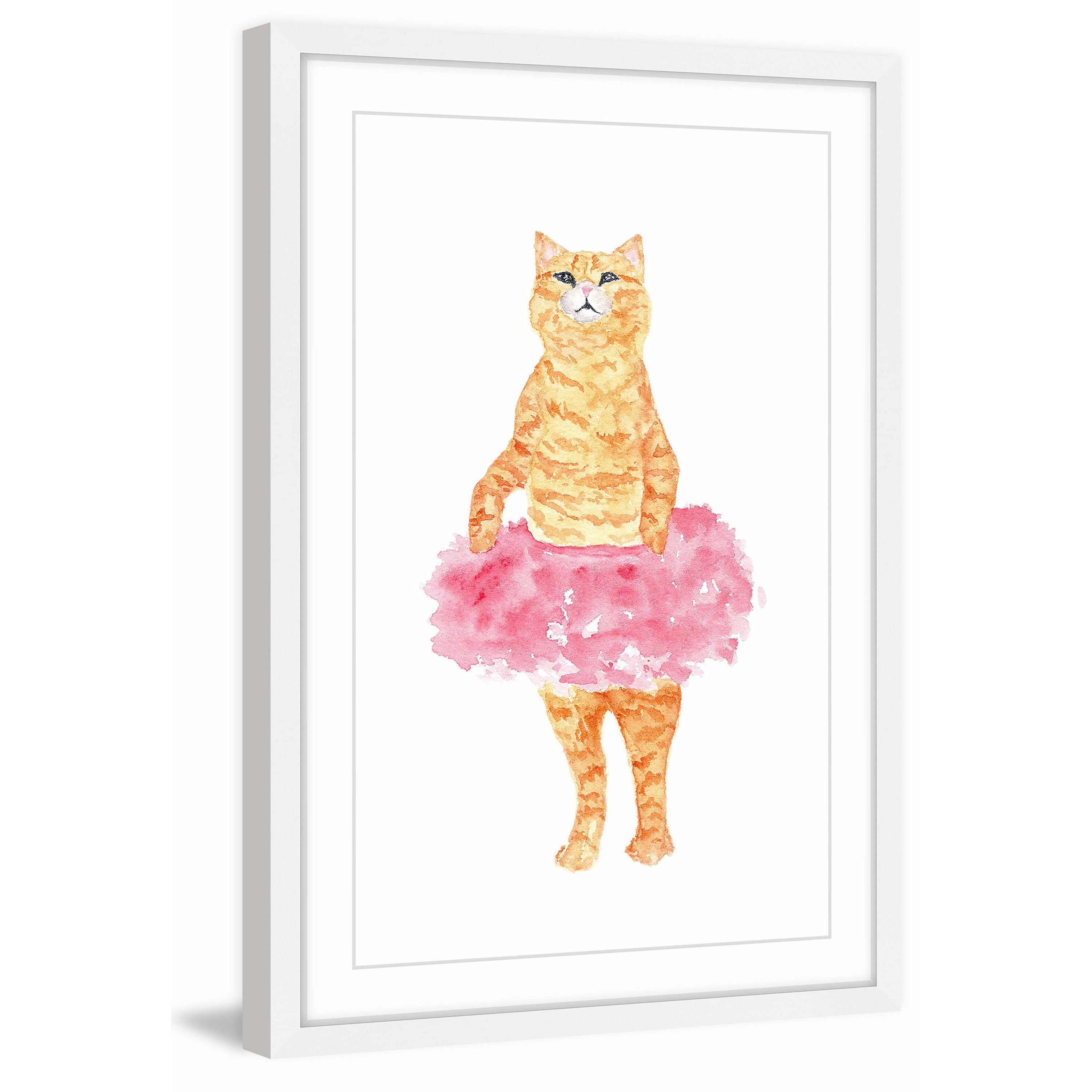 "Ballerina Cat" Framed Painting Print