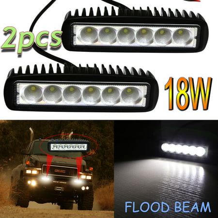 GZYF 2PCS 18W LED Light Bar Offroad Flood LED Work Lamp Pods Single Beam HID Style White Light.For Truck Car Boat SUV 4WD UTE 4X4 12V